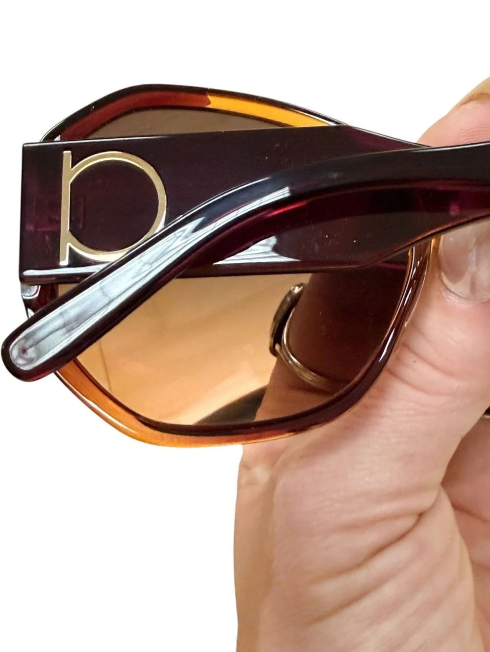Ferragamo Brown Gradient Lens Sunglasses with Gold Logo Detail